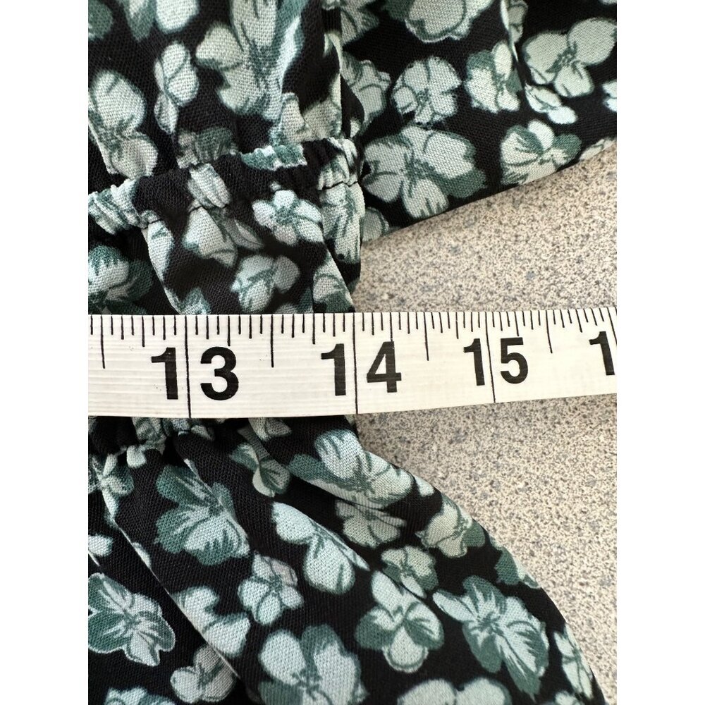 Nine West Short Sleeve Square Neck Peplum Blouse Women Large Black Floral NWT - Picture 10 of 11